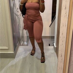 Fashion Nova Strapless Mauve Jumpsuit